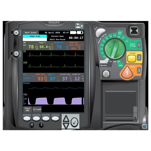Philips HeartStart MRx Emergency Care Patient Monitor Screen Simulation for REALITi 360, 8000975, AUTOMATIZÁLT KÜLSŐ DEFIBRILLÁTOR TRÉNEREK (AED)