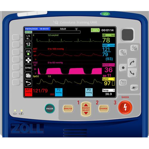 Zoll® X Series® Patient Monitor Screen Simulation for REALITi 360, 8000980, AUTOMATIZÁLT KÜLSŐ DEFIBRILLÁTOR TRÉNEREK (AED)