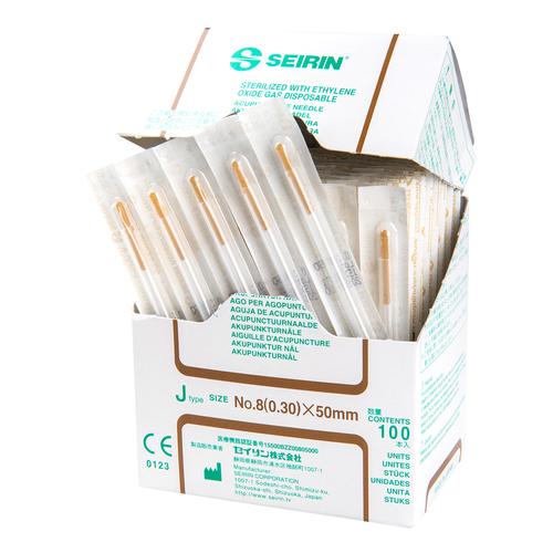 SEIRIN ® J-típus – összehasonlíthatatlanul gyengéd 0,30 mm átmérőjű 50 mm hosszú barna, 1002428 [S-J3050], Akupunktúrás tűk SEIRIN